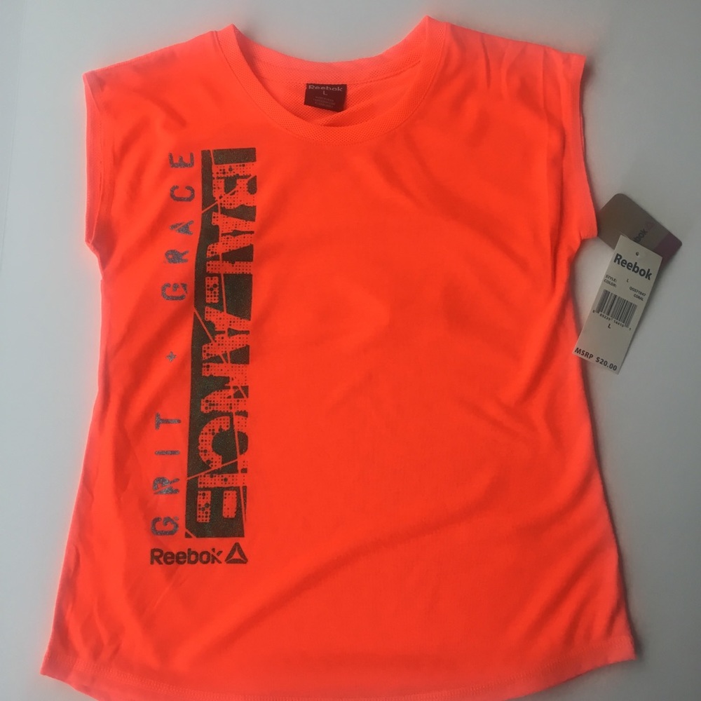 NWT Reebok Coral Grit & Grace Graphic T -Shirt Girls Large